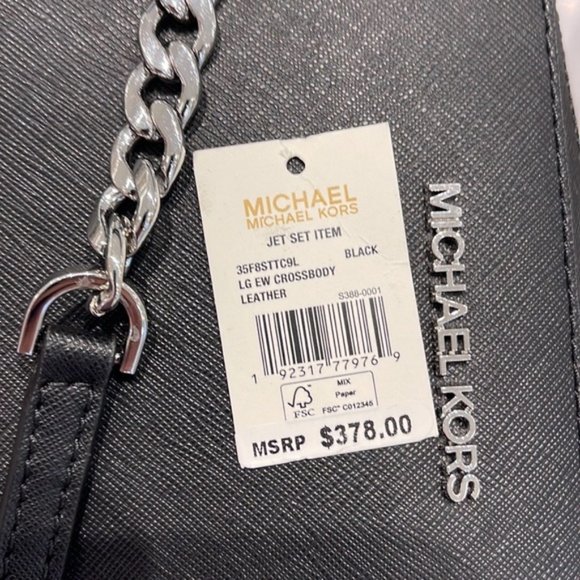 Michael Kors Jet Set Item Large East West Zip Crossbody Leather Black - Picture 5 of 16